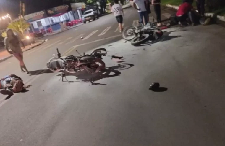 Motos pegam fogo e duas pessoas ficam feridos após batida em MS